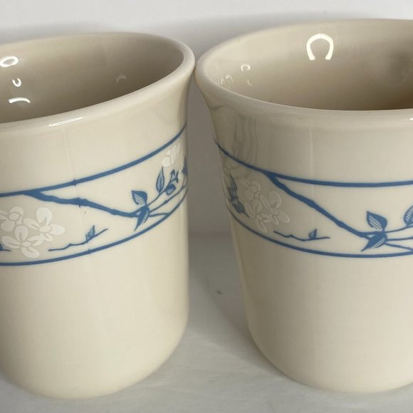 Coffee Cups Corelle Corning Ware First of Spring Blue White Floral Set of 2 Vtg - Picture 1 of 5